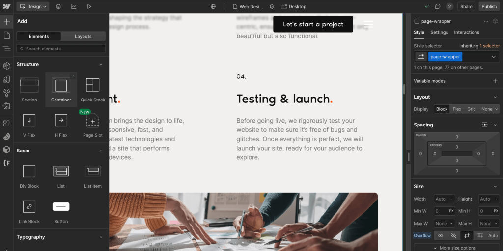 محیط ابزار برنامه نویسی بدون کد Webflow